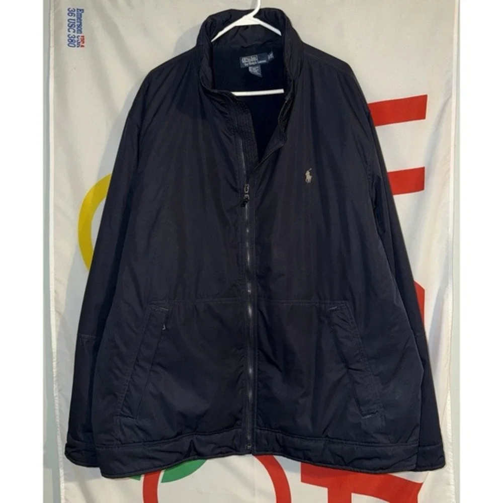 Vintage Polo Ralph Lauren Windbreaker Jacket 3XLT Fleece Lined Full Zip Snap 90s